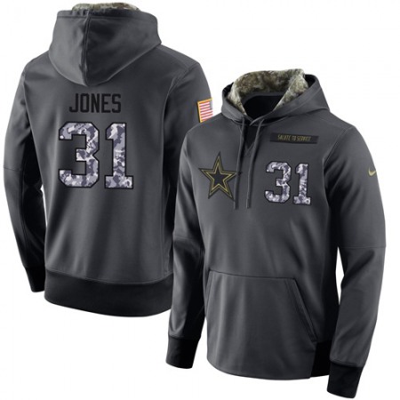 NFL Men's Dallas Cowboys #31 Byron Jones Stitched Black Anthracite Salute to Service Player Performance Hoodie