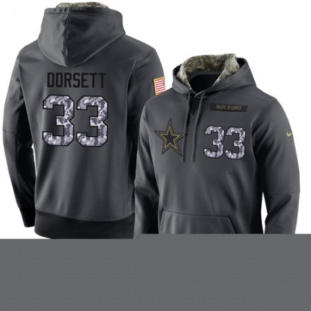 NFL Men's Dallas Cowboys #33 Tony Dorsett Stitched Black Anthracite Salute to Service Player Performance Hoodie