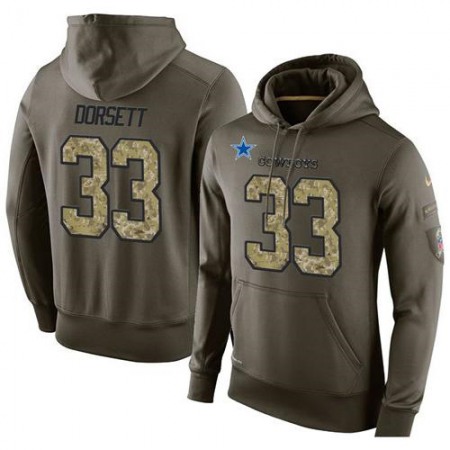 NFL Men's Dallas Cowboys #33 Tony Dorsett Stitched Green Olive Salute To Service KO Performance Hoodie