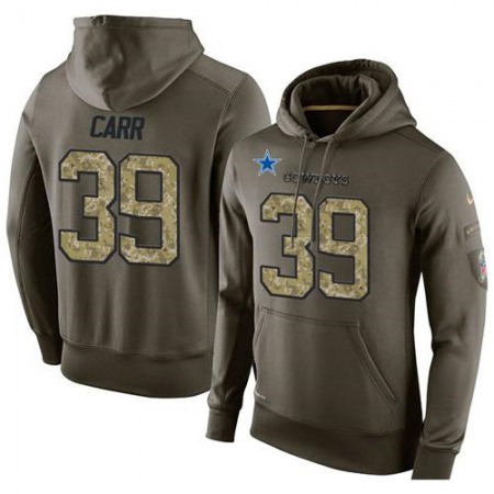 NFL Men's Dallas Cowboys #39 Brandon Carr Stitched Green Olive Salute To Service KO Performance Hoodie