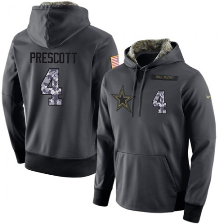 NFL Men's Dallas Cowboys #4 Dak Prescott Stitched Black Anthracite Salute to Service Player Performance Hoodie