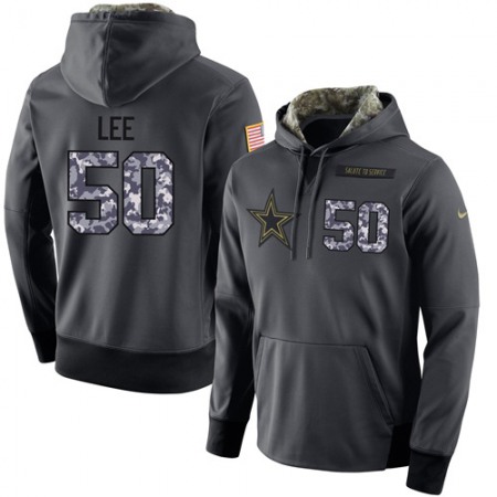 NFL Men's Dallas Cowboys #50 Sean Lee Stitched Black Anthracite Salute to Service Player Performance Hoodie