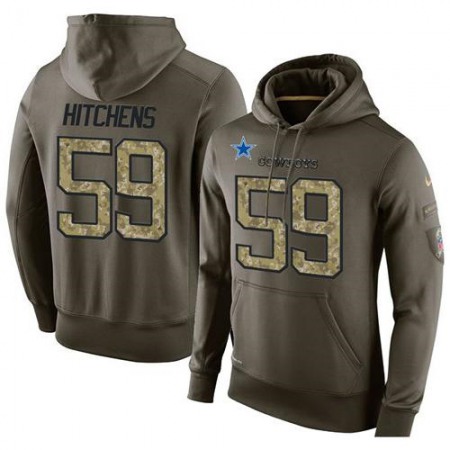 NFL Men's Dallas Cowboys #59 Anthony Hitchens Stitched Green Olive Salute To Service KO Performance Hoodie
