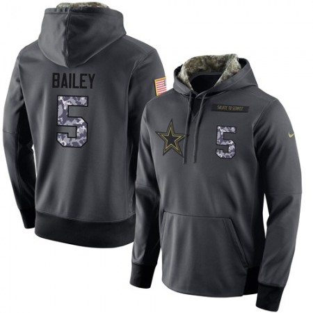 NFL Men's Dallas Cowboys #5 Dan Bailey Stitched Black Anthracite Salute to Service Player Performance Hoodie