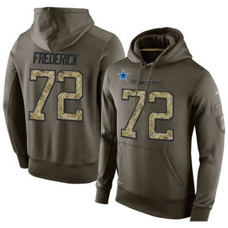 NFL Men's Dallas Cowboys #72 Travis Frederick Stitched Green Olive Salute To Service KO Performance Hoodie