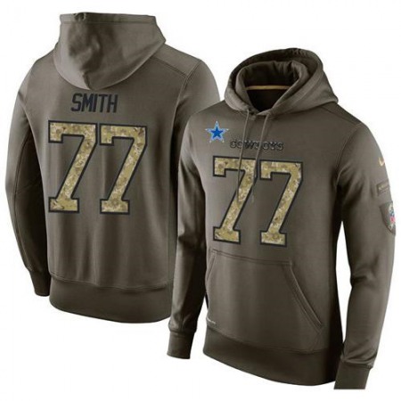 NFL Men's Dallas Cowboys #77 Tyron Smith Stitched Green Olive Salute To Service KO Performance Hoodie