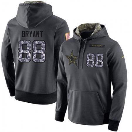 NFL Men's Dallas Cowboys #88 Dez Bryant Stitched Black Anthracite Salute to Service Player Performance Hoodie