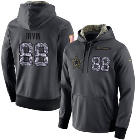 NFL Men's Dallas Cowboys #88 Michael Irvin Stitched Black Anthracite Salute to Service Player Performance Hoodie