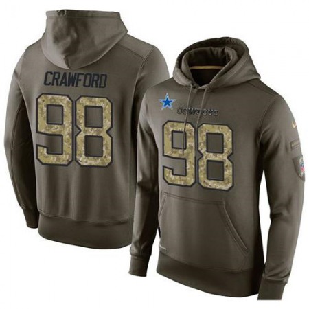 NFL Men's Dallas Cowboys #98 Tyrone Crawford Stitched Green Olive Salute To Service KO Performance Hoodie
