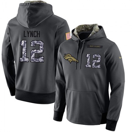 NFL Men's Denver Broncos #12 Paxton Lynch Stitched Black Anthracite Salute to Service Player Performance Hoodie