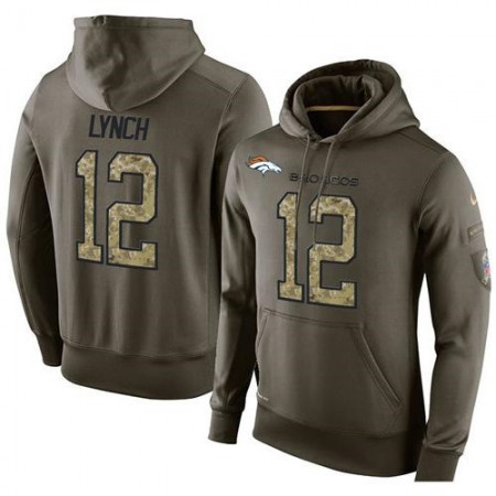 NFL Men's Denver Broncos #12 Paxton Lynch Stitched Green Olive Salute To Service KO Performance Hoodie