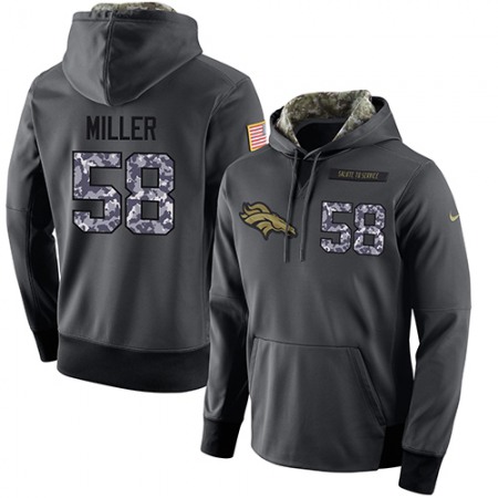 NFL Men's Denver Broncos #58 Von Miller Stitched Black Anthracite Salute to Service Player Performance Hoodie
