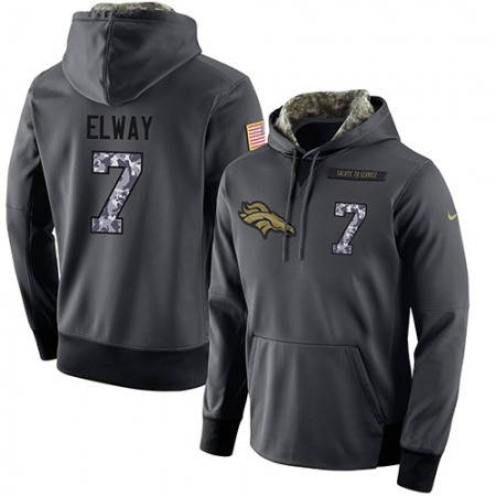 NFL Men's Denver Broncos #7 John Elway Stitched Black Anthracite Salute to Service Player Performance Hoodie