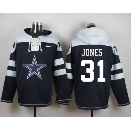 Cowboys #31 Byron Jones Navy Blue Player Pullover NFL Hoodie