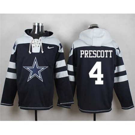 Cowboys #4 Dak Prescott Navy Blue Player Pullover NFL Hoodie
