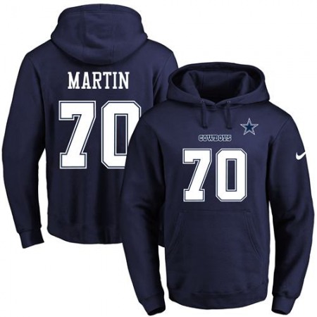 Cowboys #70 Zack Martin Navy Blue Name & Number Pullover NFL Hoodie
