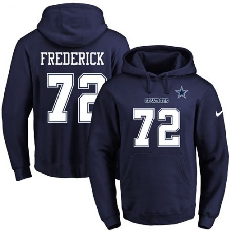 Cowboys #72 Travis Frederick Navy Blue Name & Number Pullover NFL Hoodie