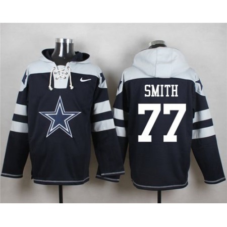 Cowboys #77 Tyron Smith Navy Blue Player Pullover NFL Hoodie