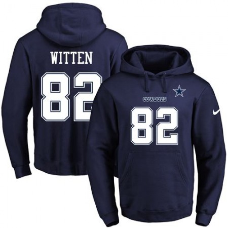 Cowboys #82 Jason Witten Navy Blue Name & Number Pullover NFL Hoodie
