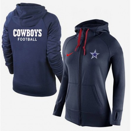 Women's Dallas Cowboys Full-Zip Performance Hoodie Dark Blue