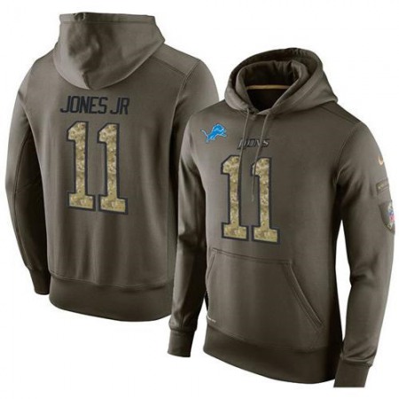 NFL Men's Detroit Lions #11 Marvin Jones Jr Stitched Green Olive Salute To Service KO Performance Hoodie