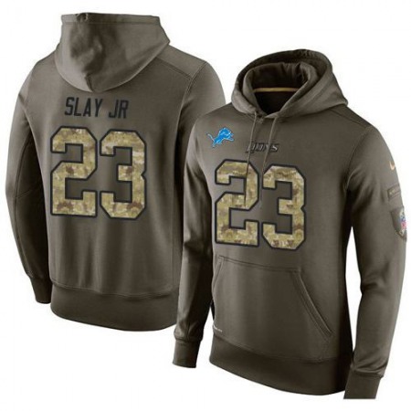 NFL Men's Detroit Lions #23 Darius Slay JR Stitched Green Olive Salute To Service KO Performance Hoodie