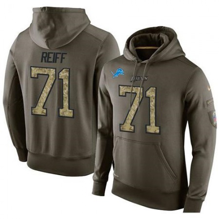 NFL Men's Detroit Lions #71 Riley Reiff Stitched Green Olive Salute To Service KO Performance Hoodie
