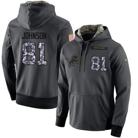 NFL Men's Detroit Lions #81 Calvin Johnson Stitched Black Anthracite Salute to Service Player Performance Hoodie