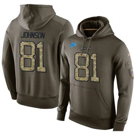 NFL Men's Detroit Lions #81 Calvin Johnson Stitched Green Olive Salute To Service KO Performance Hoodie