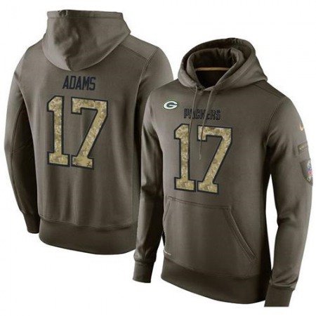 NFL Men's Green Bay Packers #17 Davante Adams Stitched Green Olive Salute To Service KO Performance Hoodie