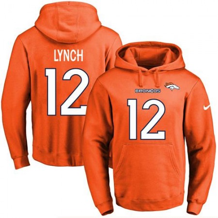 Broncos #12 Paxton Lynch Orange Name & Number Pullover NFL Hoodie