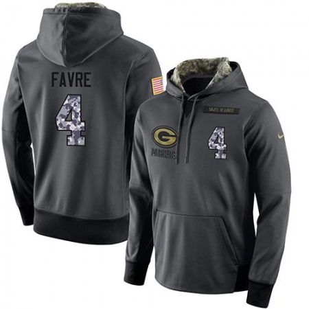 NFL Men's Green Bay Packers #4 Brett Favre Stitched Black Anthracite Salute to Service Player Performance Hoodie