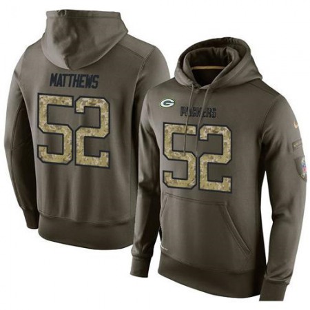 NFL Men's Green Bay Packers #52 Clay Matthews Stitched Green Olive Salute To Service KO Performance Hoodie