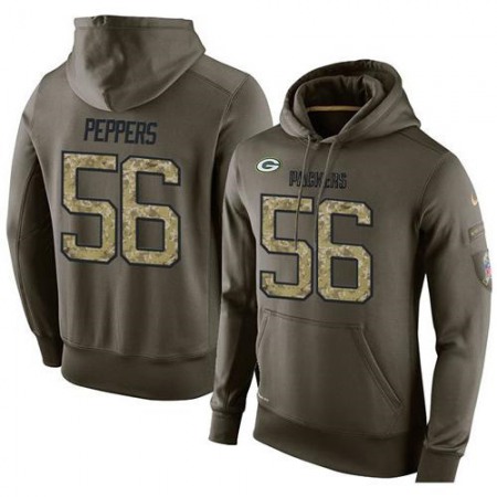 NFL Men's Green Bay Packers #56 Julius Peppers Stitched Green Olive Salute To Service KO Performance Hoodie