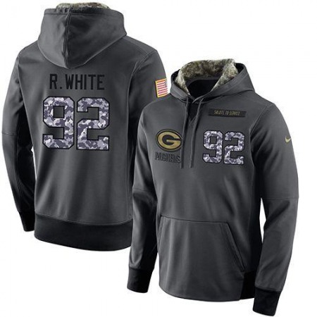 NFL Men's Green Bay Packers #92 Reggie White Stitched Black Anthracite Salute to Service Player Performance Hoodie