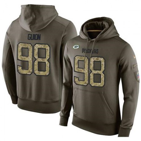 NFL Men's Green Bay Packers #98 Letroy Guion Stitched Green Olive Salute To Service KO Performance Hoodie