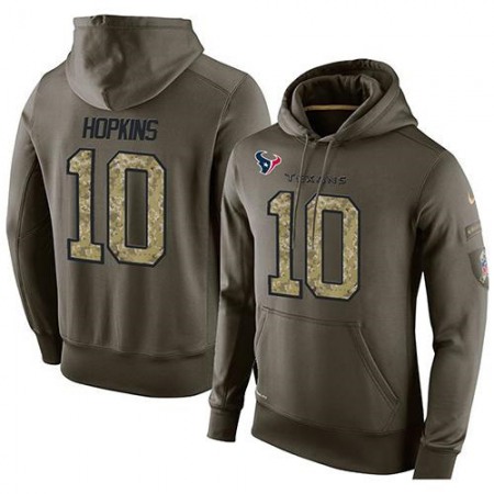 NFL Men's Houston Texans #10 DeAndre Hopkins Stitched Green Olive Salute To Service KO Performance Hoodie