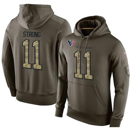NFL Men's Houston Texans #11 Jaelen Strong Stitched Green Olive Salute To Service KO Performance Hoodie