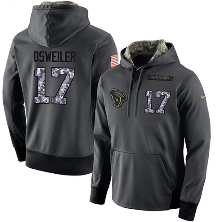 NFL Men's Houston Texans #17 Brock Osweiler Stitched Black Anthracite Salute to Service Player Performance Hoodie