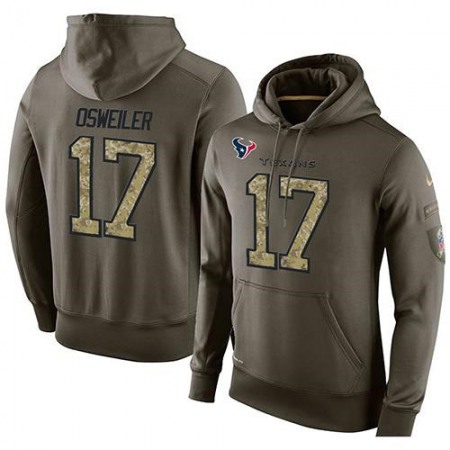 NFL Men's Houston Texans #17 Brock Osweiler Stitched Green Olive Salute To Service KO Performance Hoodie