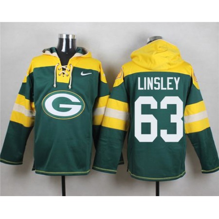 Packers #63 Corey Linsley Green Player Pullover NFL Hoodie