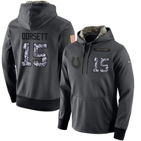 NFL Men's Indianapolis Colts #15 Phillip Dorsett Stitched Black Anthracite Salute to Service Player Performance Hoodie