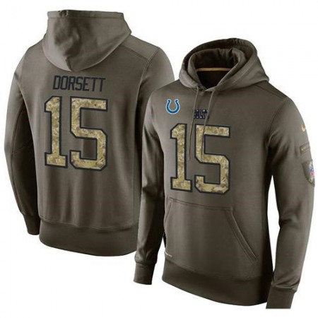 NFL Men's Indianapolis Colts #15 Phillip Dorsett Stitched Green Olive Salute To Service KO Performance Hoodie