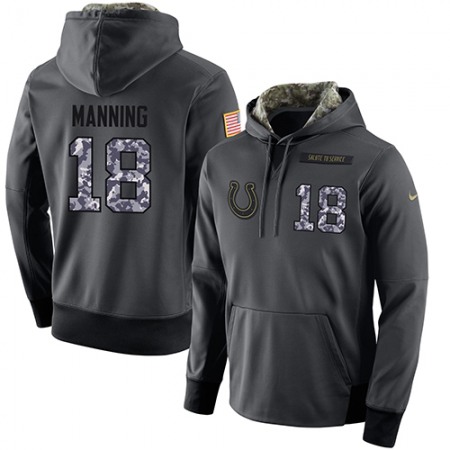 NFL Men's Indianapolis Colts #18 Peyton Manning Stitched Black Anthracite Salute to Service Player Performance Hoodie