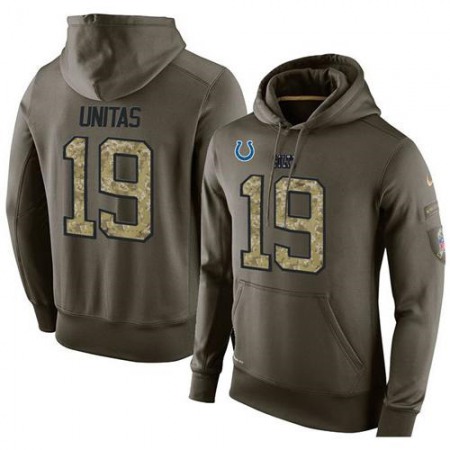 NFL Men's Indianapolis Colts #19 Johnny Unitas Stitched Green Olive Salute To Service KO Performance Hoodie