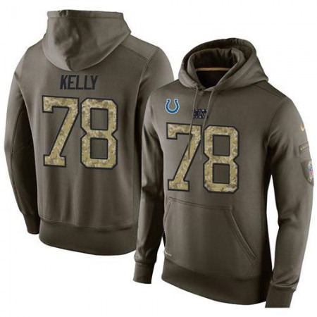 NFL Men's Indianapolis Colts #78 Ryan Kelly Stitched Green Olive Salute To Service KO Performance Hoodie