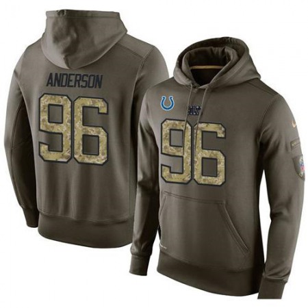 NFL Men's Indianapolis Colts #96 Henry Anderson Stitched Green Olive Salute To Service KO Performance Hoodie