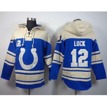 Colts #12 Andrew Luck Blue Sawyer Hoodie Sweatshirt NFL Hoodie