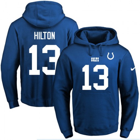 Colts #13 T.Y. Hilton Royal Blue Name & Number Pullover NFL Hoodie