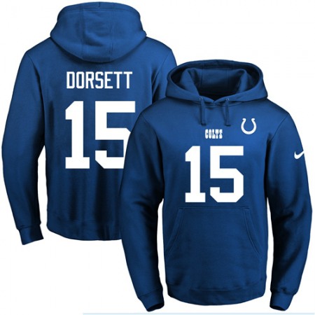 Colts #15 Phillip Dorsett Royal Blue Name & Number Pullover NFL Hoodie